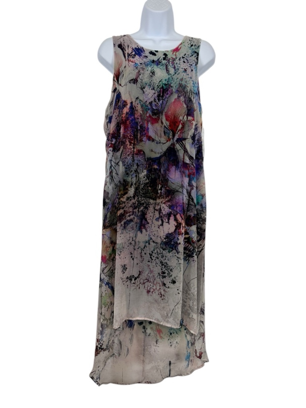 Karen Kane Avant Garden Abstract Floral Hi Low Maxi Dress SzL NWT